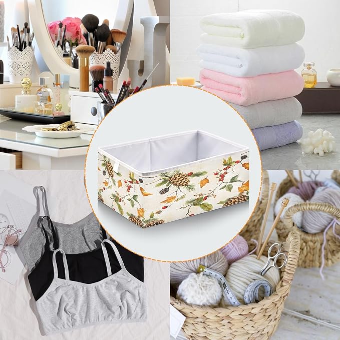 Autumn Leaves Pine Cones Closet Organizers Storage Cubes Storage Bins Shelf - Image 5