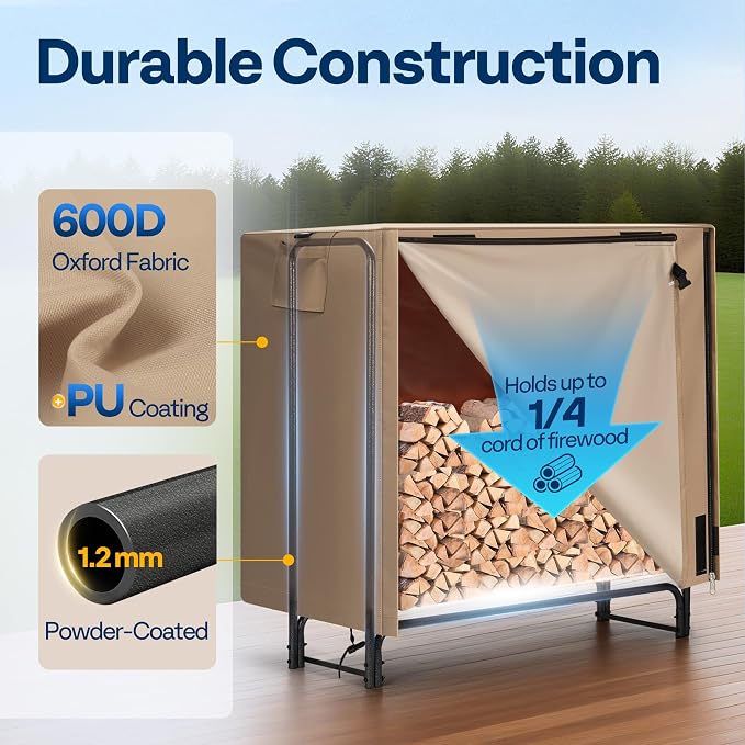 VIVOHOME 4 ft Heavy Duty Firewood Rack Outdoor - Image 2