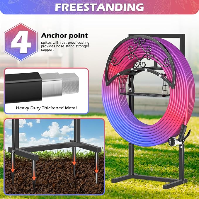 OLV Garden Hose Holder, Freestanding Water Hose Holder Stand - Image 4