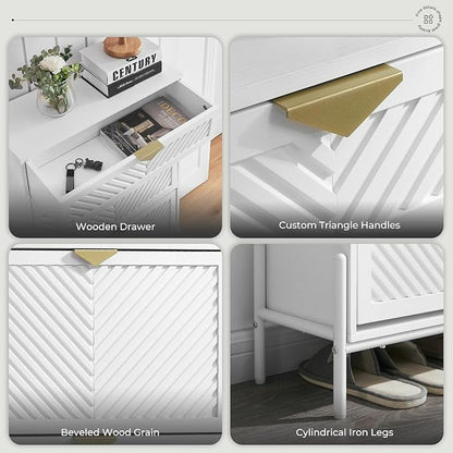 Shoe Cabinet with 2 Flip Drawers, Narrow Entryway Rack, Freestanding, - Image 6