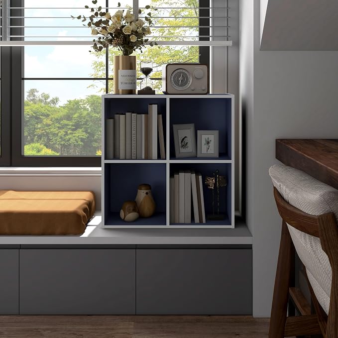 Homes: Inside + Out Apexa 4-Cube Storage Organizer Shelves, Stackable Wood - Image 2