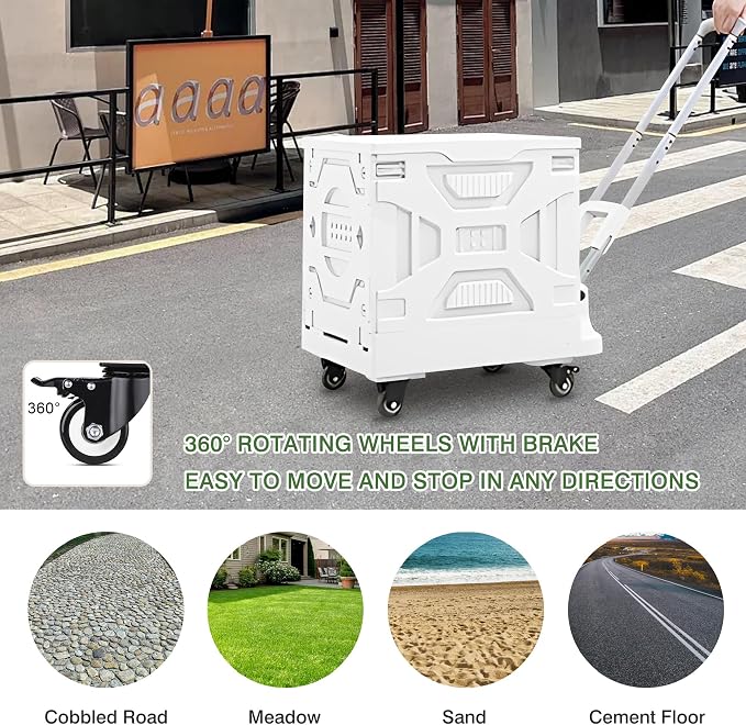 VECELO 16 GAL 2-in-1 Foldable Shopping Cart, Collapsible Utility Cart - Image 3