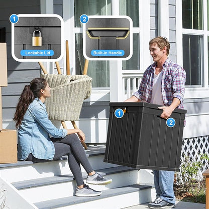 51 Gallon Resin Deck Box, Lockable Patio Outdoor Storage Box - Image 5