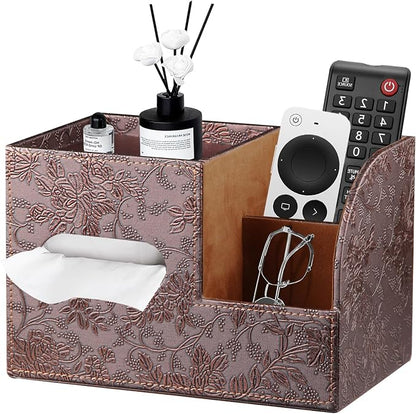 PU Leather Tissue Box Cover Square, Tissue Box Holder Organizer by YAPISHI