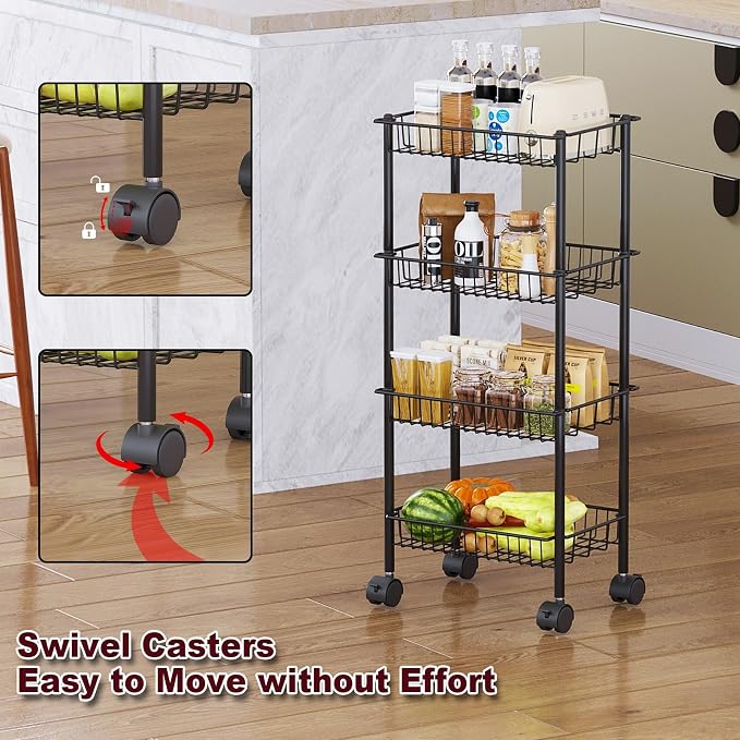 AWTATOS 4-Tier Rolling Cart, Storage Cart - Image 5