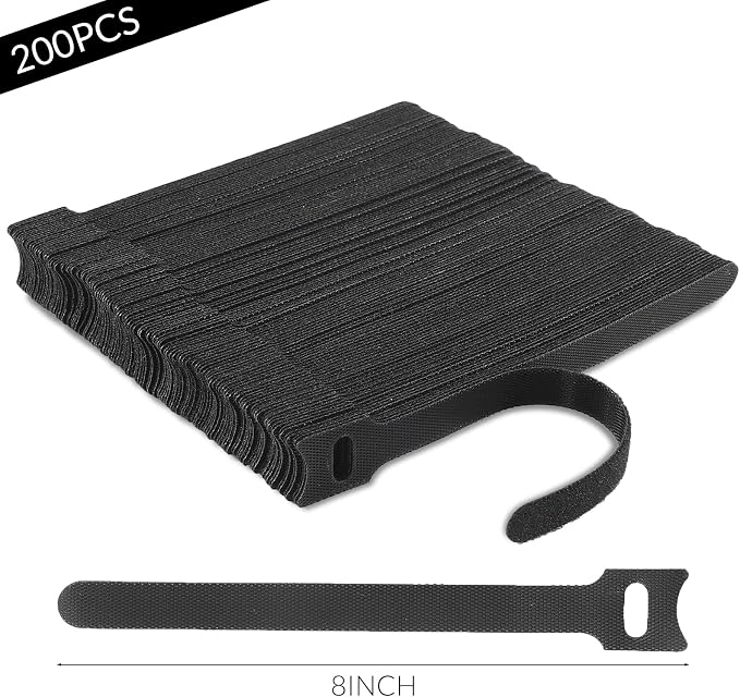 100-Pack 8 Inches Cord Organizer, Reusable Under Desk Cable Management System - Image 2