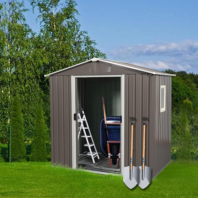 Outdoor Metal Storage Shed Window Ventilation Foundation Frame Waterproof by WEALTHGIRL