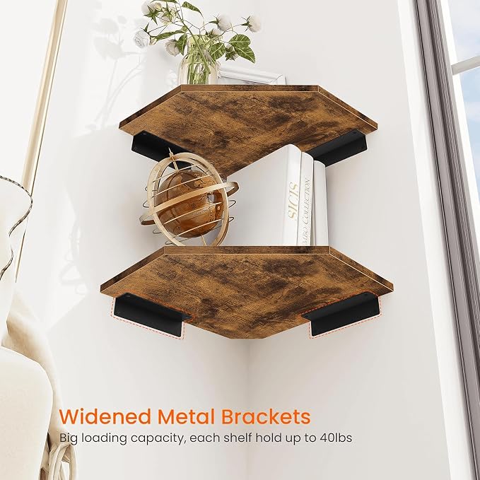 Corner Shelf Wall Mount, Wood Corner Hanging Shelves - Image 6