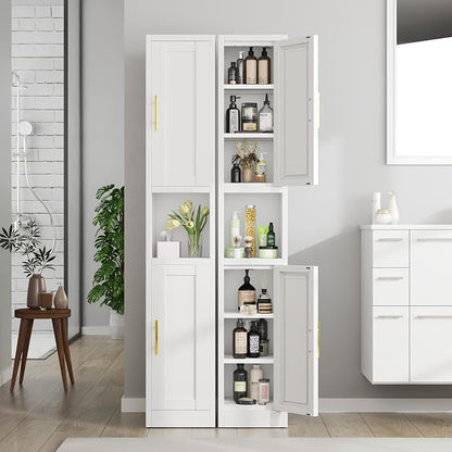 Tall Metal Narrow Bathroom Storage Cabinet 67" H, Tall White Pantry Cabinets - Image 3