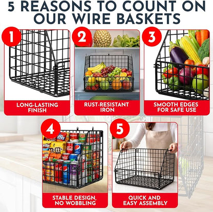 3x Stackable Hanging and Counter Baskets, Hanging Fruit Baskets - Image 5