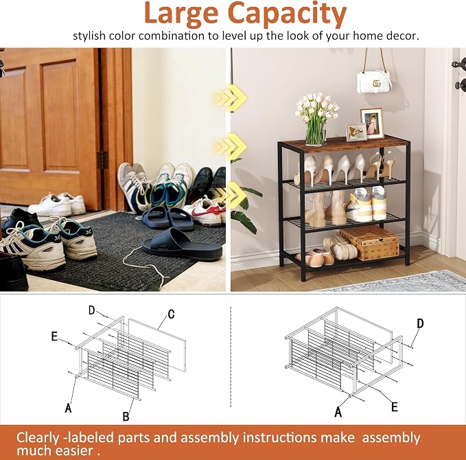 HOMEFORT 4-Tier Shoe Rack Organizer, Shoe Tower - Image 8