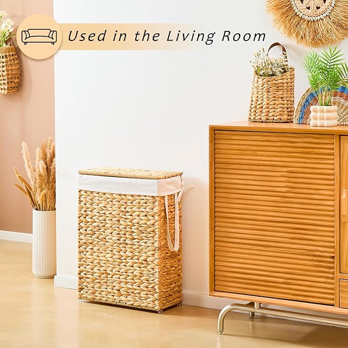 Handwoven Slim Laundry Hamper - Image 4