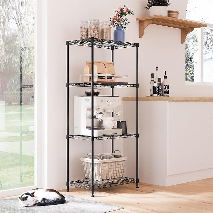 IZEUK 4-Tier Black Steel Storage Shelves, Heavy Duty Utility Wire Rack Organizer - Image 7