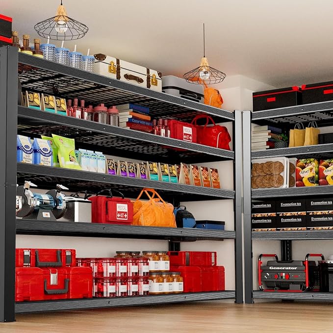 62" W 3050LBS Storage Shelves Unit, 5 Tier Heavy Duty Metal Shelving Unit and - Image 2