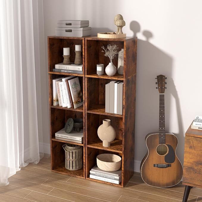 Wooden 4 Cube Storage Organizer, 4 Tier Storage Cubes Storage Display Cubby - Image 8