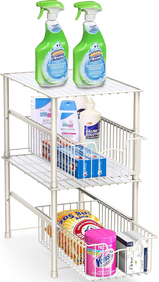 Simple Houseware Stackable Under Sink Cabinet Sliding Basket Organizer Drawer - Image 4