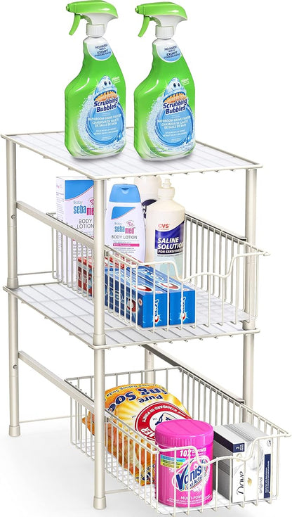 Simple Houseware Stackable Under Sink Cabinet Sliding Basket Organizer Drawer - Image 4