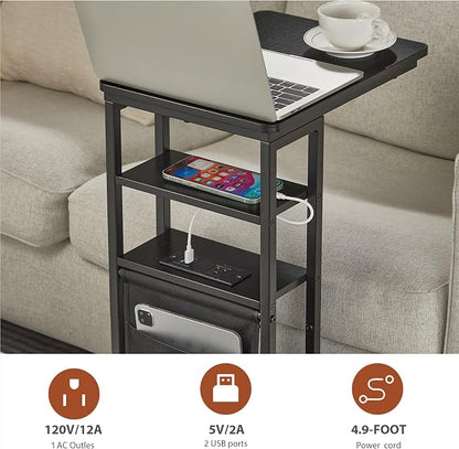 C Shaped End Table with Charging Station, Under Couch Table C-Shaped End Table - Image 6