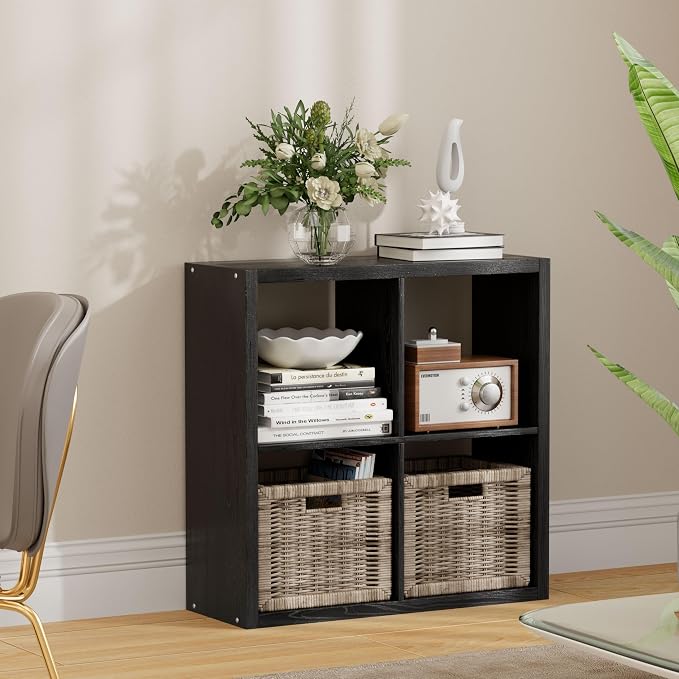 4 Cube Storage Organizer, 2x2 Cube Bookshelf, Cubby Storage Shelf, Wooden by JPIZISO