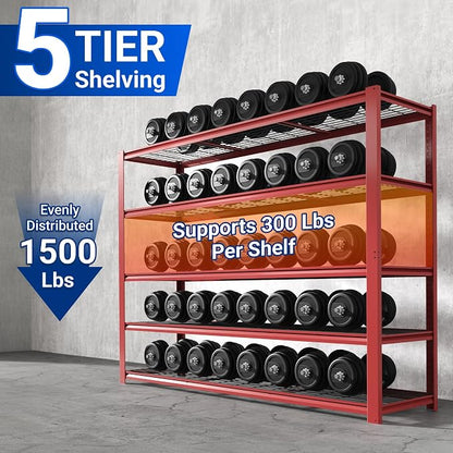 FLEXIMOUNTS 60" W Garage Shelving, 5 Tier Storage Shelves Load 1500LBS - Image 5
