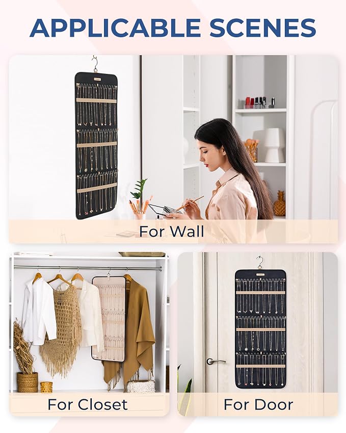 BAGSMART Hanging Necklaces Organizer Jewelry Holder Storage Roll - Image 6