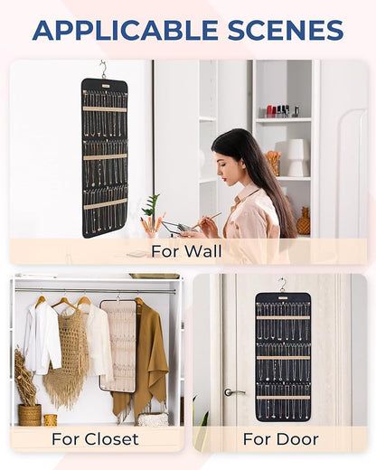 BAGSMART Hanging Necklaces Organizer Jewelry Holder Storage Roll - Image 6
