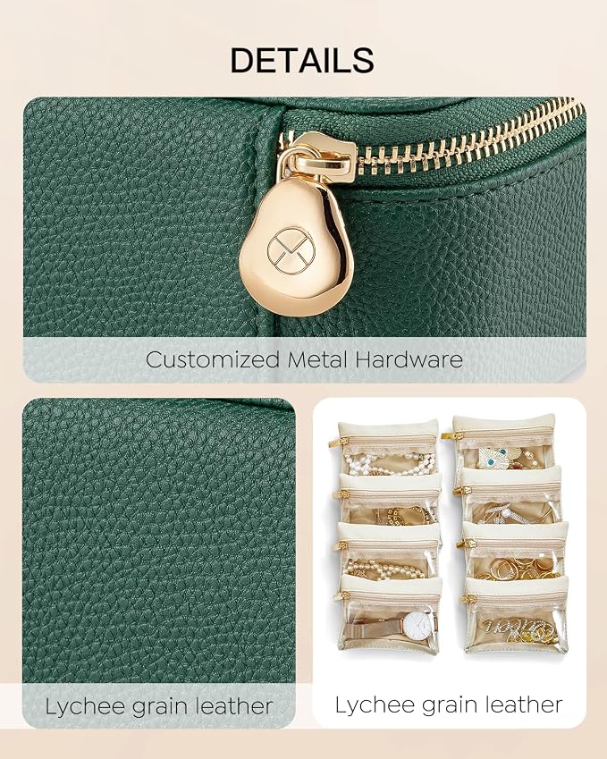 Vlando Jewelry Box with 8 Velvet Jewelry Bags Travel Jewelry Storage Box Petal - Image 4