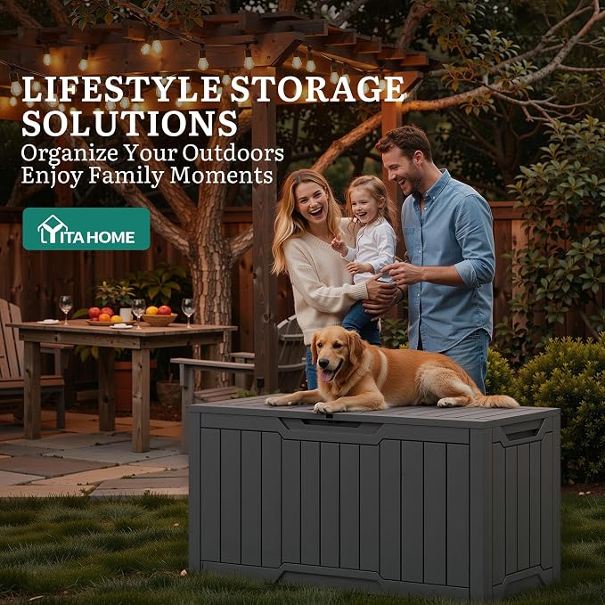 YITAHOME 100 Gallon Outdoor Storage Box | Large Water Resistant Resin Deck Box - Image 4