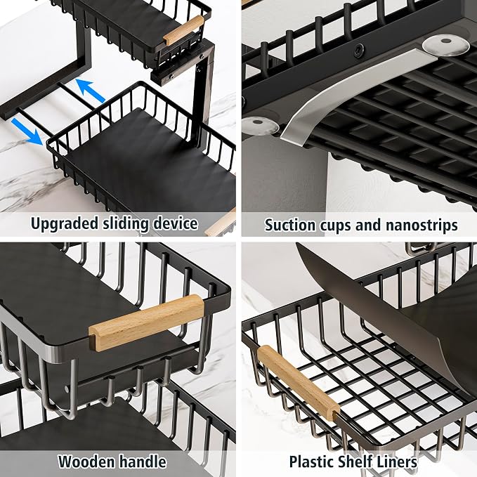 Under Sink Organizers, 2 Tier Pull Out Under Cabinet Organizer，Height - Image 3