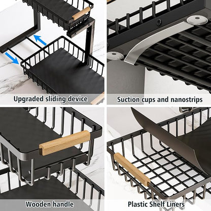 Under Sink Organizers, 2 Tier Pull Out Under Cabinet Organizer，Height - Image 3