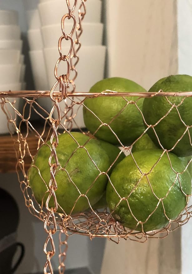 Fox Run 3-Tier Copper Kitchen Hanging Fruit Baskets - Image 4
