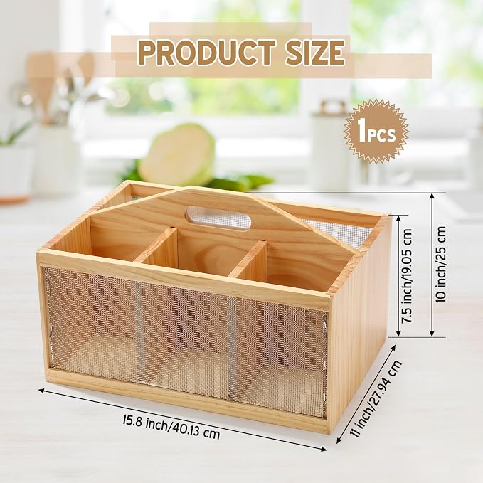 Teenyyou Garden Tool Organizer Wooden Garden Caddy - Image 2