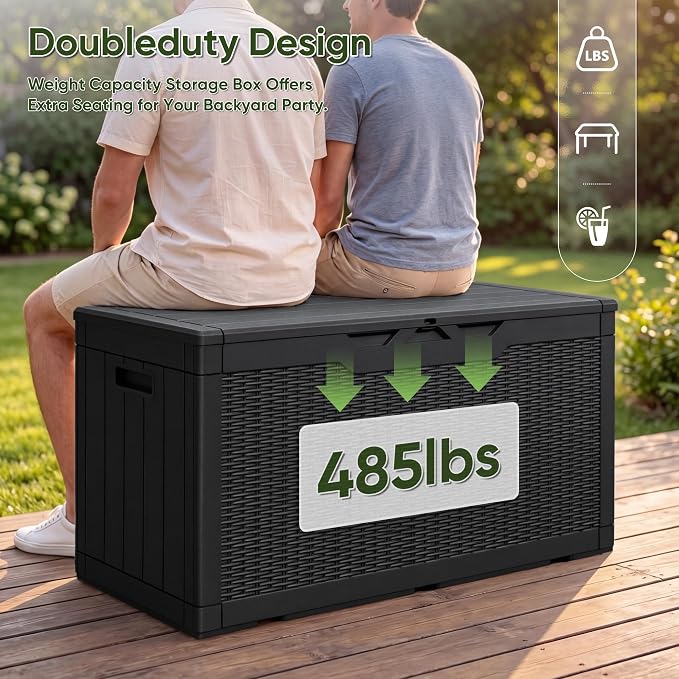 Flamaker Outdoor Storage Box 100 Gallon Waterproof Resin Deck Box Delivery Box - Image 3