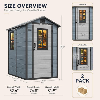 DWVO Outdoor Storage Shed 4.4×6FT, Plastic Garden Resin Shed - Image 8