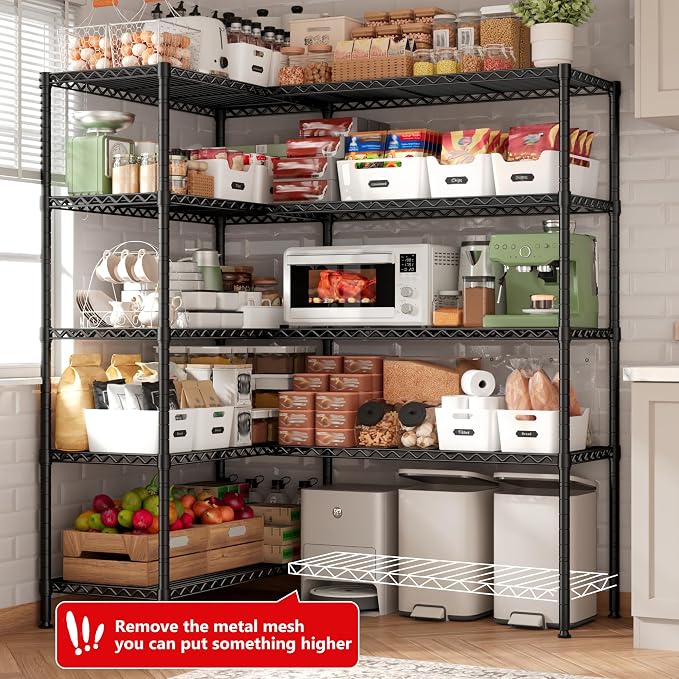 72.4''H Storage Shelves Metal Shelving Unit Load 1500LBS, 5 Tier Wire Shelving - Image 7