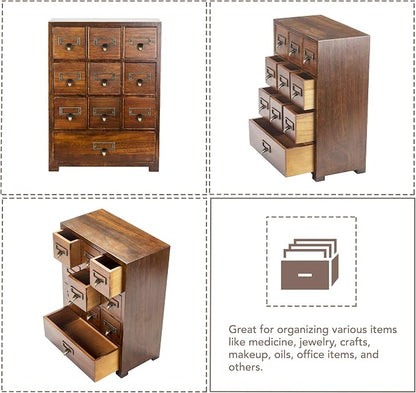 Library Card Catalog Solid Wood Small Curio Cabinet l Retro Storage Organizer - Image 7
