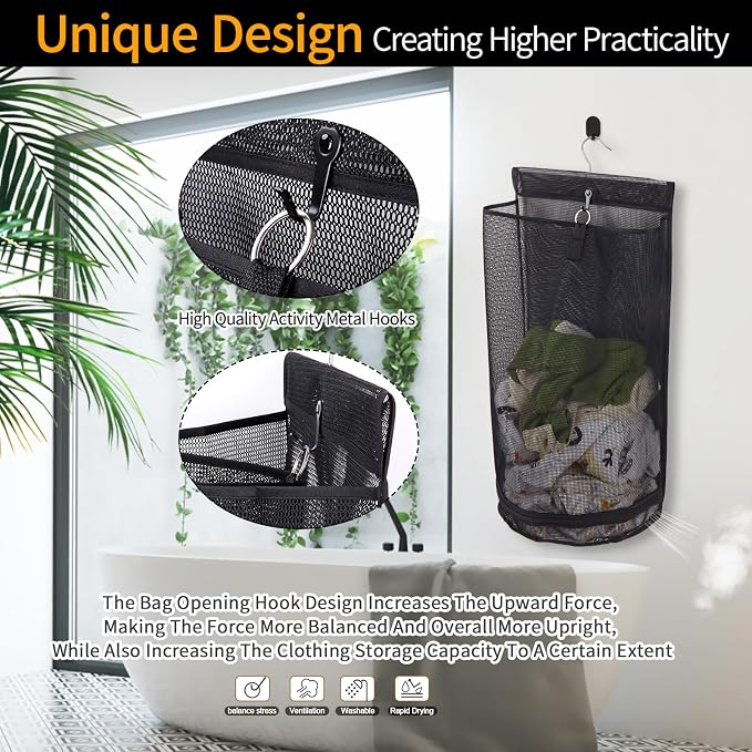 Hanging Collapsible Mesh Laundry Hamper - Image 5