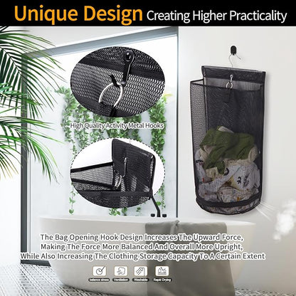 Hanging Collapsible Mesh Laundry Hamper - Image 5