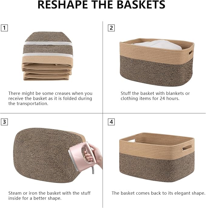 4 Pack Storage Baskets for Organizing, Woven Baskets for Shelves - Image 6