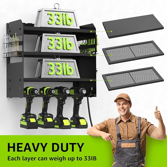 HUPBIPY Modular Power Tool Organizer Wall Mount Drill Holder Garage Shelf | 4 - Image 7