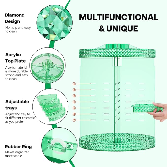 360 Degree Rotating Makeup Organizer, Extra Large Capacity Organizador De - Image 4