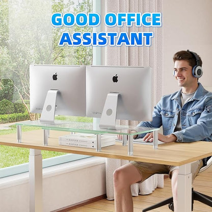 Simple Trending Dual Monitor Stand Riser, Computer Office Desktop Organizer - Image 4