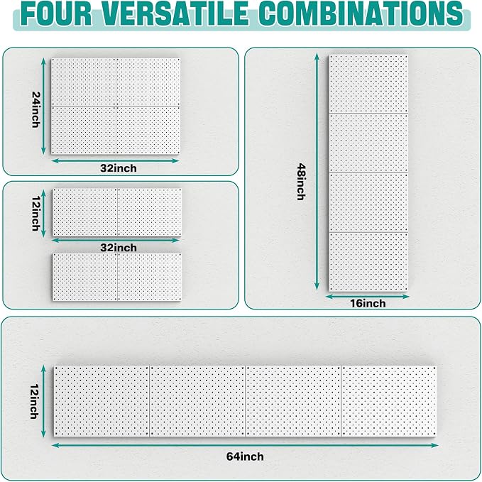 EVERHANGER Metal Pegboard Panels, Heavy Duty Pegboard Wall Organizer, Garage - Image 3