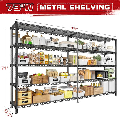REIBII 73''W Storage Shelves Load 1650 LBS Metal Shelving 5-Tier Wire Shelving - Image 3