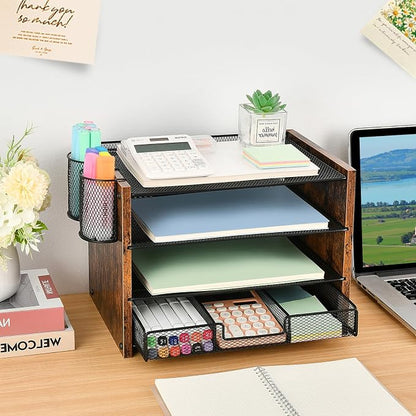 OPNCIE Desk Organizer and Accessories, 4-Tier Paper Letter Tray File Organizer - Image 3