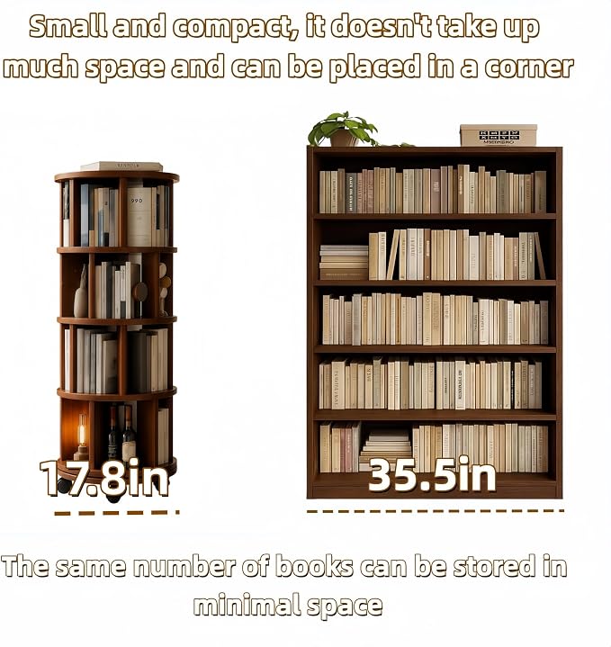 Solid Wood Rotating Round Bookshelf Towers - Image 5