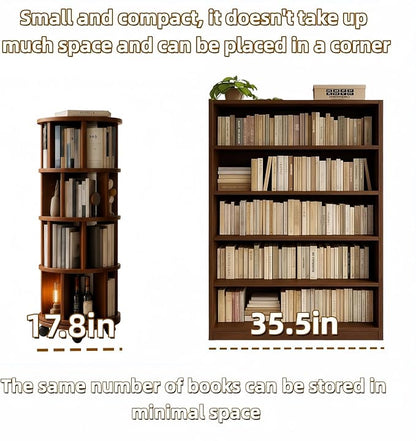 Solid Wood Rotating Round Bookshelf Towers - Image 5