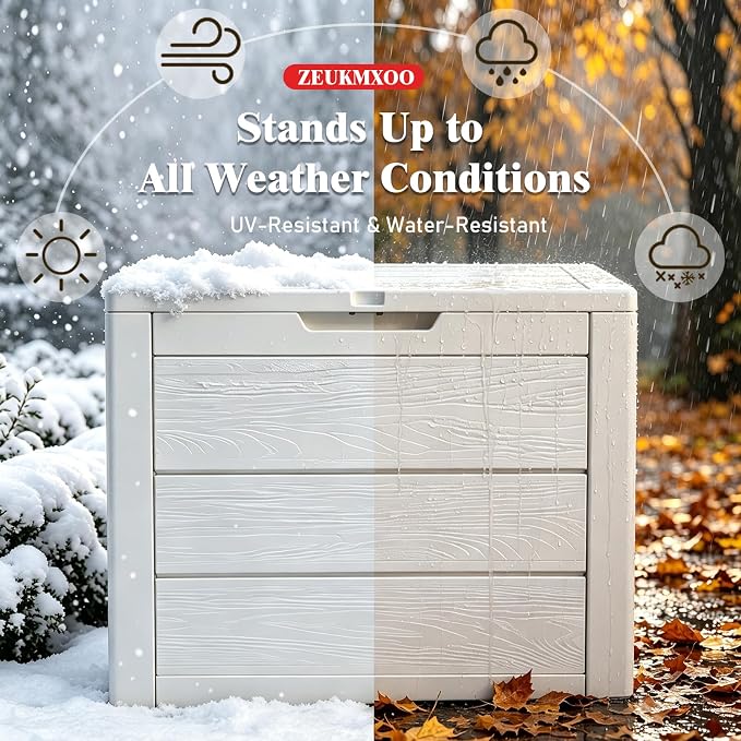 35 Gallon Deck Box, Lockable Waterproof Resin Storage Box - Image 4