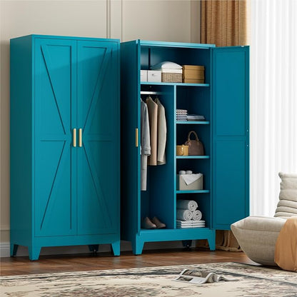71" Tall Metal Wardrobe Closet - Image 6