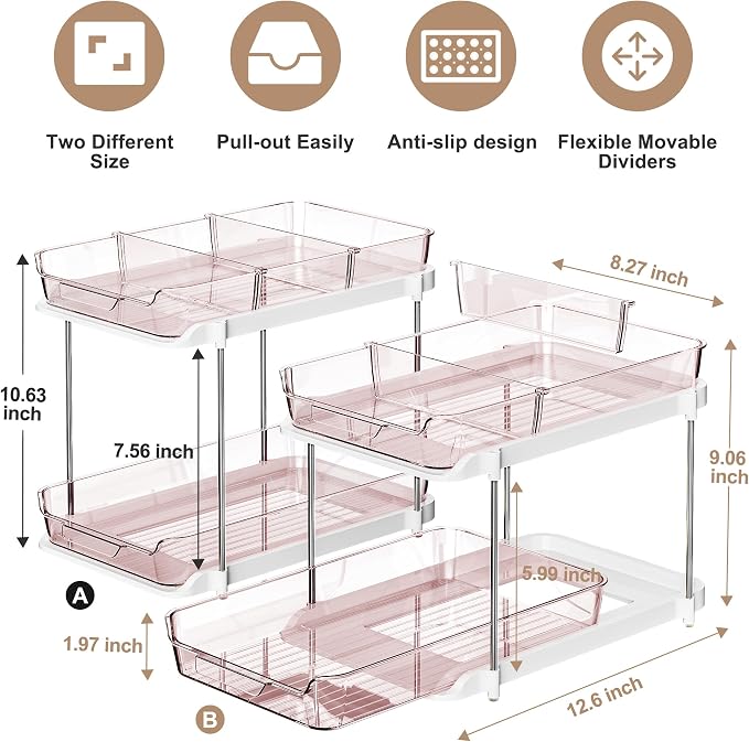 Delamu 2-Tier Multi-Purpose Bathroom Under Sink Organizers and Storage - Image 2